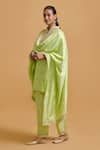 Buy_Gulabo By Abu Sandeep_Green Modal, Chanderi Sequins, Embroidery Mandarin Pista Kurta Pant Set _Online_at_Aza_Fashions