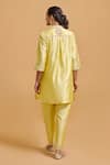 Shop_Gulabo By Abu Sandeep_Yellow Modal, Chanderi Sequins Mandarin Collar Embroidered Kurta And Pant Set _at_Aza_Fashions