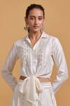 Gulabo By Abu Sandeep_Off White Modal, Chanderi Embroidery Collared Designer Top _Online_at_Aza_Fashions