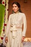 Buy_Gulabo By Abu Sandeep_Off White Modal, Chanderi Embroidery Collared Designer Top _at_Aza_Fashions