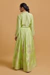 Shop_Gulabo By Abu Sandeep_Green Modal, Chanderi Embroidery Collared Pista Designer Top _at_Aza_Fashions