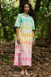 Buy_Dash And Dot_Multi Color Viscose, Linen Collared Multicolored Hand Painted Midi Shirt Dress _Online_at_Aza_Fashions