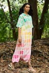 Shop_Dash And Dot_Multi Color Viscose, Linen Collared Multicolored Hand Painted Midi Shirt Dress _Online_at_Aza_Fashions