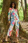 Dash And Dot_Multi Color Viscose Collared Multicolour Ikat Print Shirt And Pant Set _Online_at_Aza_Fashions
