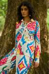 Buy_Dash And Dot_Multi Color Viscose Collared Multicolour Ikat Print Shirt And Pant Set _Online_at_Aza_Fashions