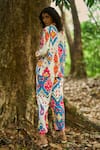 Shop_Dash And Dot_Multi Color Viscose Collared Multicolour Ikat Print Shirt And Pant Set _at_Aza_Fashions