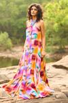 Shop_Dash And Dot_Multi Color Viscose Halter Neck Printed Maxi Dress _Online_at_Aza_Fashions