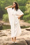 Buy_Dash And Dot_Ivory Polyester V-neck Kaftan Dress _at_Aza_Fashions