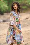 Buy_Dash And Dot_Multi Color Polyester Collared Crochet Print Shirt Dress _Online_at_Aza_Fashions