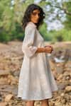 Dash And Dot_White Cotton, Nylon Collared Lace A-line Dress _Online_at_Aza_Fashions