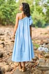 Shop_Dash And Dot_Sky Blue Nylon One Shoulder Midi Dress _at_Aza_Fashions