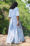 Shop_Dash And Dot_Sky Blue Cotton, Nylon Collared Tailored Wide-legged Jumpsuit _at_Aza_Fashions