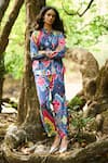 Dash And Dot_Multi Color Viscose Bandeau Neck Bold Ikat Print Shirt And Pant Set _at_Aza_Fashions