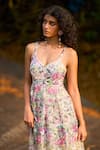 Dash And Dot_Multi Color Polyester Embroidery, Sequins Sweetheart Floral Fit And Flare Gown _at_Aza_Fashions