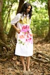 Buy_Dash And Dot_Multi Color Cotton Collared Floral Watercolour Midi Shirt Dress _Online_at_Aza_Fashions