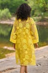 Shop_Dash And Dot_Yellow Polyester Embroidery Collared Lemon Organza Lace Dress _at_Aza_Fashions