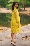 Buy_Dash And Dot_Yellow Polyester Embroidery Collared Lemon Organza Lace Dress _Online_at_Aza_Fashions