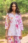 Buy_Dash And Dot_Multi Color Cotton Collared Floral Print Organic Set _Online_at_Aza_Fashions