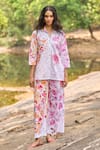 Dash And Dot_Multi Color Cotton Collared Floral Print Organic Set _at_Aza_Fashions