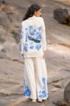 Shop_Dash And Dot_White Viscose, Linen V-neck Boxy Floral Print Shirt And Pant Set _at_Aza_Fashions