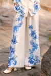 Buy_Dash And Dot_White Viscose, Linen V-neck Boxy Floral Print Shirt And Pant Set _Online_at_Aza_Fashions