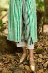 Dash And Dot_White Viscose, Linen Collared Handpainted Stripe Longline Shirt And Pant Set _Online_at_Aza_Fashions