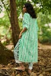 Shop_Dash And Dot_White Viscose, Linen Collared Handpainted Stripe Longline Shirt And Pant Set _at_Aza_Fashions