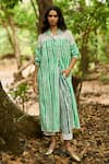 Buy_Dash And Dot_White Viscose, Linen Collared Handpainted Stripe Longline Shirt And Pant Set _at_Aza_Fashions