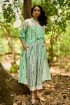 Buy_Dash And Dot_White Viscose, Linen Collared Handpainted Stripe Longline Shirt And Pant Set 