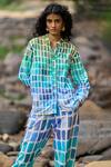 Buy_Dash And Dot_Multi Color Viscose, Linen Mandarin Collar Ombre Hand Painted Shirt And Pant Set _Online_at_Aza_Fashions
