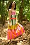 Buy_Dash And Dot_Multi Color Cotton Multicolor Tiered Dress _at_Aza_Fashions