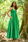 Buy_Dash And Dot_Green Nylon Sweetheart Neck Fit-and-flare Dress _Online_at_Aza_Fashions