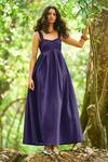 Buy_Dash And Dot_Navy Nylon Sweetheart Neck A-line Fit-and-flare Maxi Dress _at_Aza_Fashions