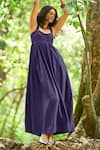 Shop_Dash And Dot_Navy Nylon Sweetheart Neck A-line Fit-and-flare Maxi Dress _Online_at_Aza_Fashions