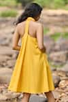 Shop_Dash And Dot_Yellow Cotton Halter Neck Mango Mini Shirt Dress _at_Aza_Fashions