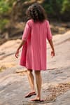 Shop_Dash And Dot_Pink Cotton Collared Dusty A-line Shirt Dress _at_Aza_Fashions