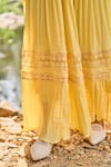 Shop_Dash And Dot_Yellow Polyester, Nylon, Rayon Lace Sweetheart Neck Lemon Tiered Maxi Dress _Online_at_Aza_Fashions