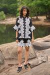 Shop Dash And Dot Black Linen, Silk Lace Collared Scalloped Applique Shirt And Shorts Online at Aza Fashions Shop_Dash And Dot_Black Linen, Silk Lace Collared Scalloped Applique Shirt And Shorts _Online_at_Aza_Fashions