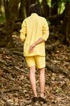 Shop Dash And Dot Yellow Cotton, Linen Butter Blazer And Shorts Set at Aza Fashions Shop_Dash And Dot_Yellow Cotton, Linen Butter Blazer And Shorts Set _at_Aza_Fashions
