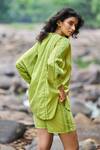 Shop_Dash And Dot_Green Tencel, Nylon Lace Collared Lime Insert Shirt And Shorts Set _at_Aza_Fashions