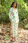 Shop Dash And Dot Multi Color Viscose Collared Foliage Print Shirt And Pant Set at Aza Fashions Shop_Dash And Dot_Multi Color Viscose Collared Foliage Print Shirt And Pant Set _at_Aza_Fashions