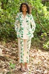 Shop Dash And Dot Multi Color Viscose Collared Foliage Print Shirt And Pant Set Online at Aza Fashions Shop_Dash And Dot_Multi Color Viscose Collared Foliage Print Shirt And Pant Set _Online_at_Aza_Fashions