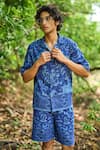 Buy_Dash And Dot_Blue Cotton Embroidery Indigo Denim Printed Shorts Set _Online_at_Aza_Fashions