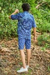 Shop_Dash And Dot_Blue Cotton Embroidery Indigo Denim Printed Shorts Set _at_Aza_Fashions