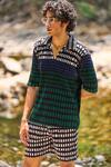 Shop_Dash And Dot_Multi Color Polyester Geometric Printed Pleated Shorts Set _at_Aza_Fashions
