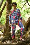 Buy_Dash And Dot_Multi Color Viscose Ikat Print Band Collar Shirt And Jogger Set _at_Aza_Fashions