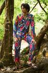 Shop_Dash And Dot_Multi Color Viscose Ikat Print Band Collar Shirt And Jogger Set _Online_at_Aza_Fashions