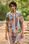 Dash And Dot_Multi Color Cotton Patchwork Multicolour Print Shorts Set _Online_at_Aza_Fashions