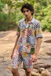 Dash And Dot_Multi Color Cotton Patchwork Multicolour Print Shorts Set _at_Aza_Fashions