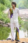 Dash And Dot_White Viscose, Linen Multi Printed Shirt And Pant Set _at_Aza_Fashions